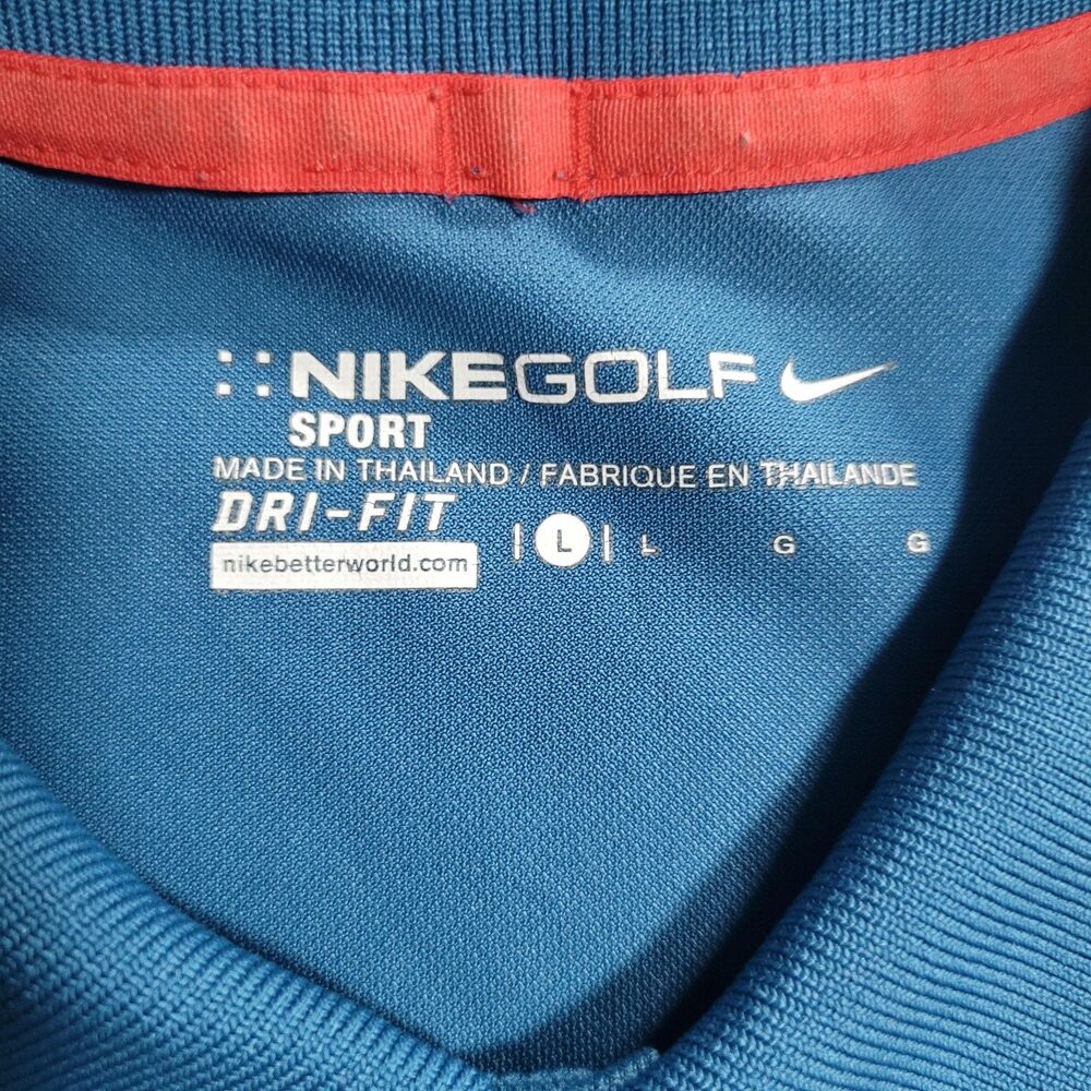 Nike Dri-FIT Golf Polo Shirt Mens Large Blue Chevron Performance - Picture 3 of 11